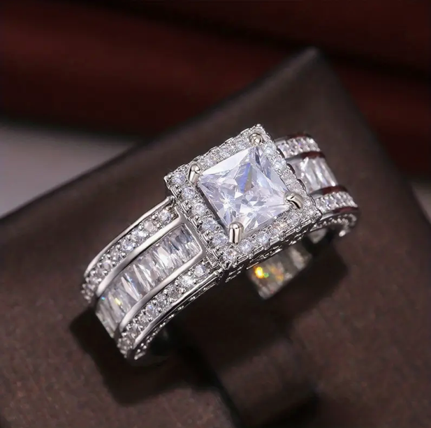 Dimanten Halo Cubic Zirconia Ring