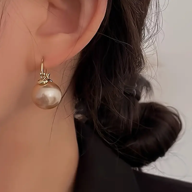 Vintage freshwater Bead hoop earrings