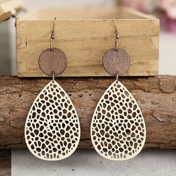 Vintage leather dangle earrings