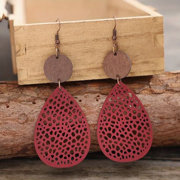 Vintage leather dangle earrings
