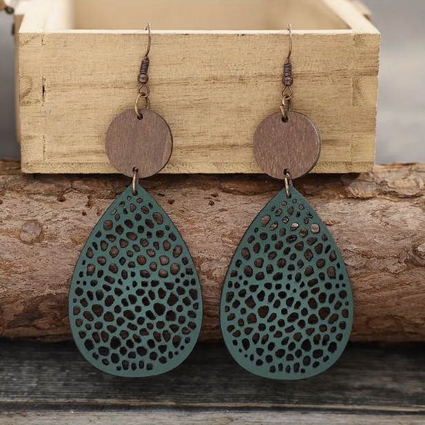 Vintage leather dangle earrings