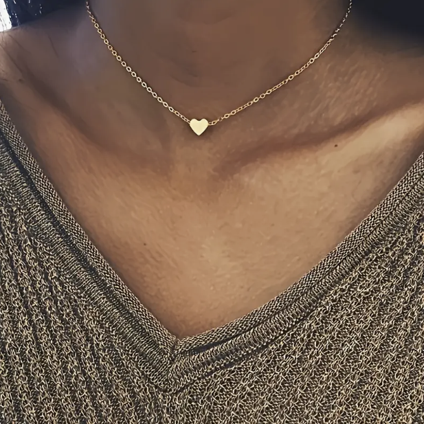 Gold-tone and Silver-tone Heart Pendant with Necklace