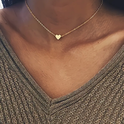 Gold-tone and Silver-tone Heart Pendant with Necklace
