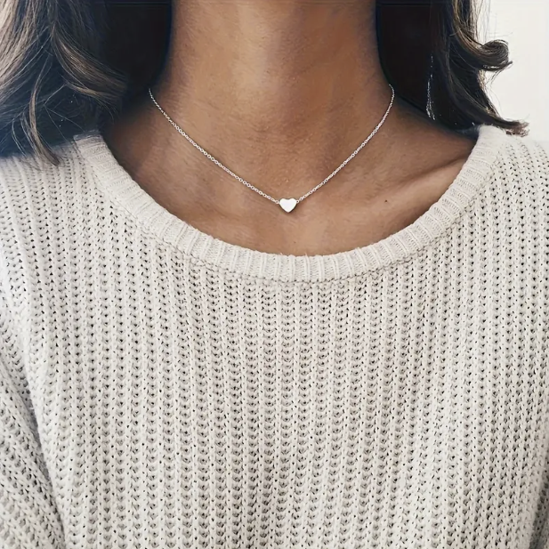 Gold-tone and Silver-tone Heart Pendant with Necklace