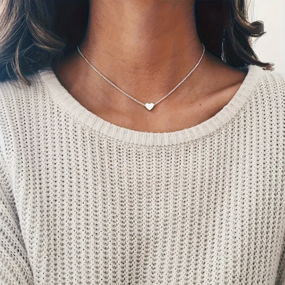 Gold-tone and Silver-tone Heart Pendant with Necklace