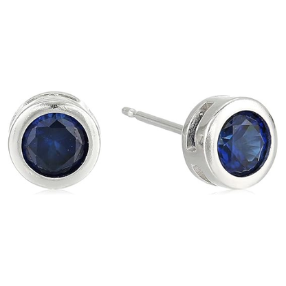 Double-Set Blue Accent Earrings | White Gold-tone