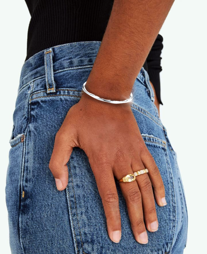 Adjustable Chunky Silver-tone Irregular Bracelet