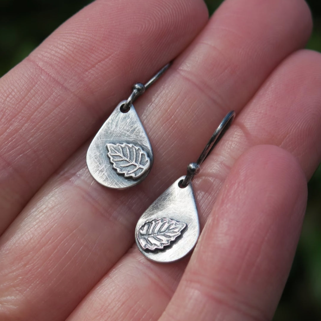 Silver-tone leaf earrings