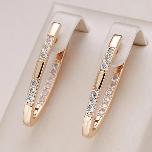 Elegant golden cubic zirconia earrings