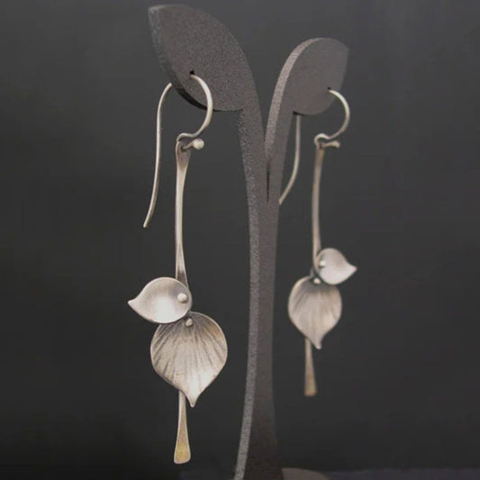 Bohemian Silver-tone leaf earrings