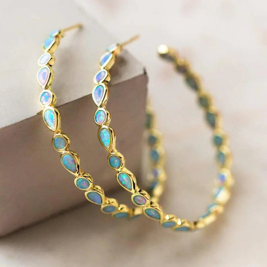 Vintage blue Iridescent golden earrings