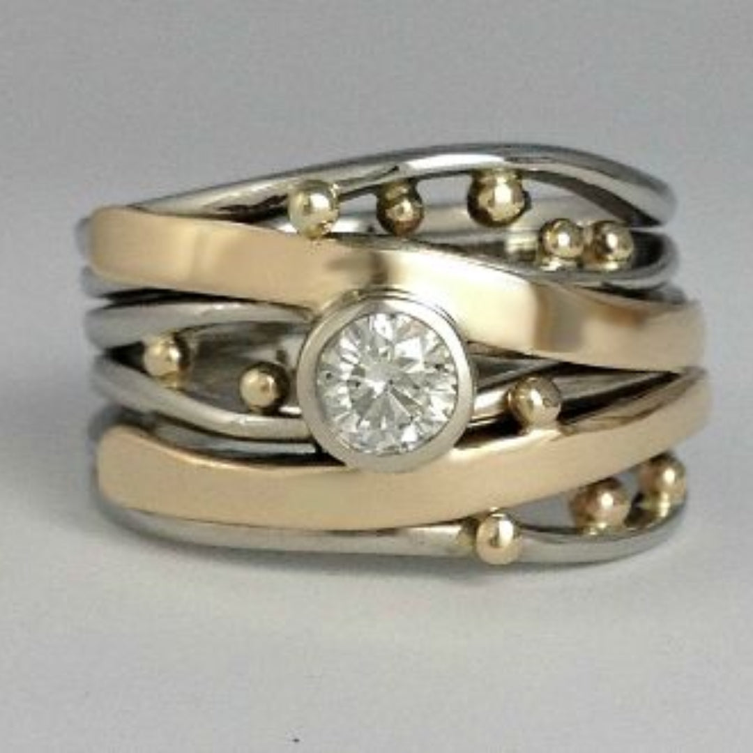 Gold-tone and Silver-Tone Cubic Zirconia Ring