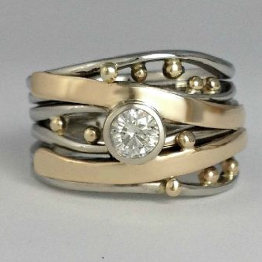Gold-tone and Silver-Tone Cubic Zirconia Ring