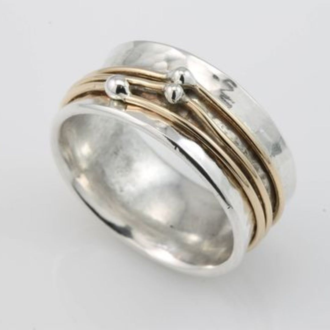 Vintage Silver-tone ring with golden layers