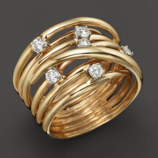 Vintage Gold-tone Fine Cubic Zirconia Ring
