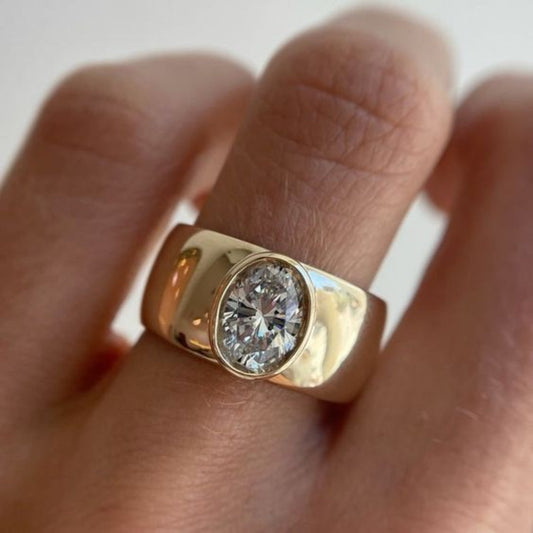 Gold-tone Vintage Double-Set Cubic Zirconia Ring
