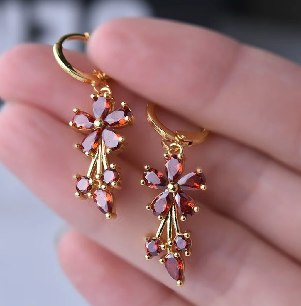 Gold-tone Flower Dangle Earrings