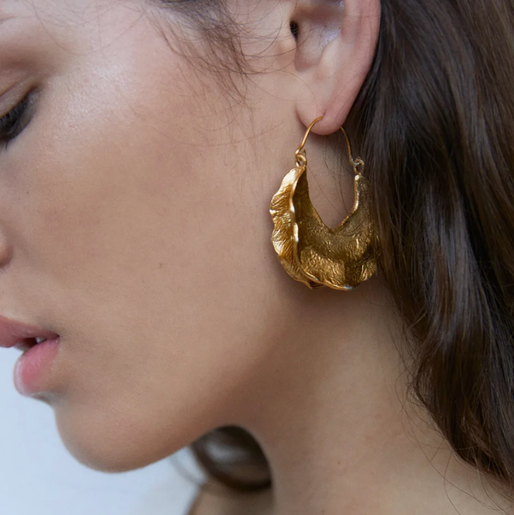 Gold-tone Large Half-Pumpkin Earrings