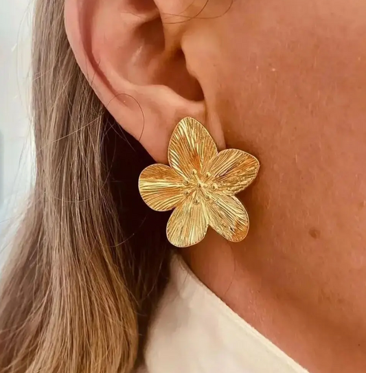 18-karat golden-plated precious flower earrings
