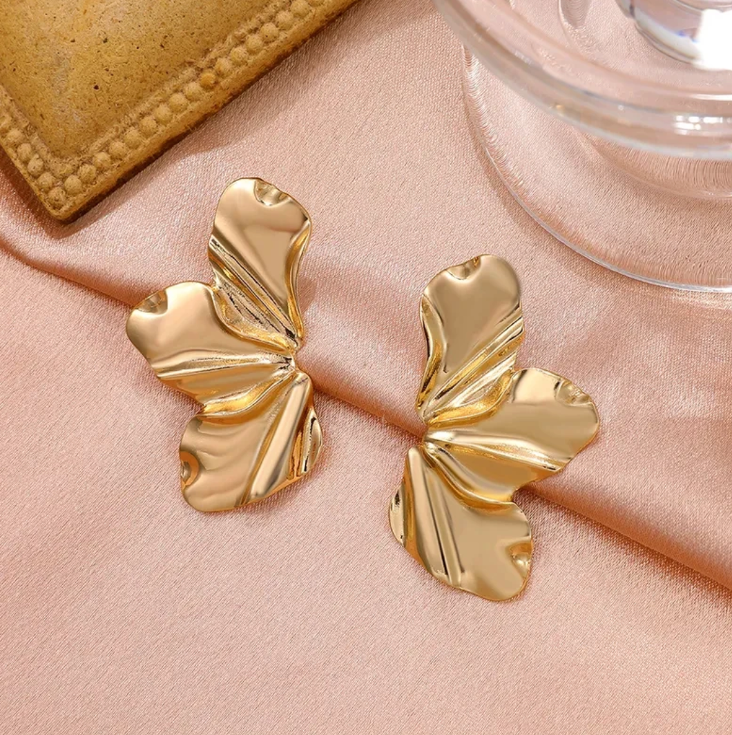 Gold-tone Half-Flower Earrings