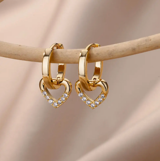 Gold-tone Heart Pendant Earrings