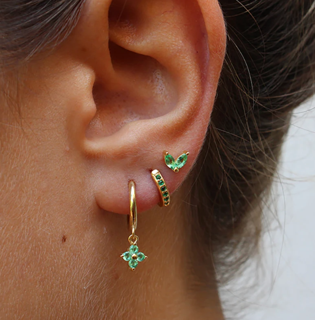 Gold-tone Button and Dangle Earrings