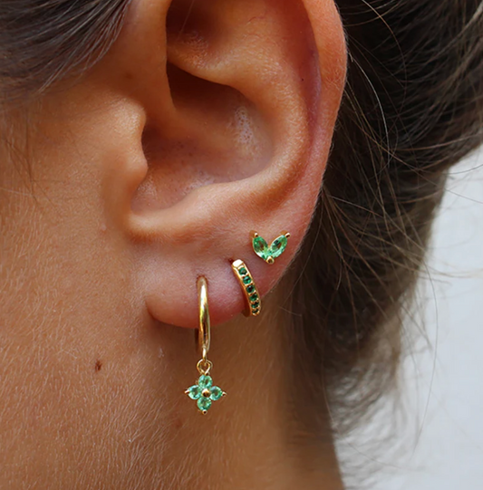Gold-tone Button and Dangle Earrings