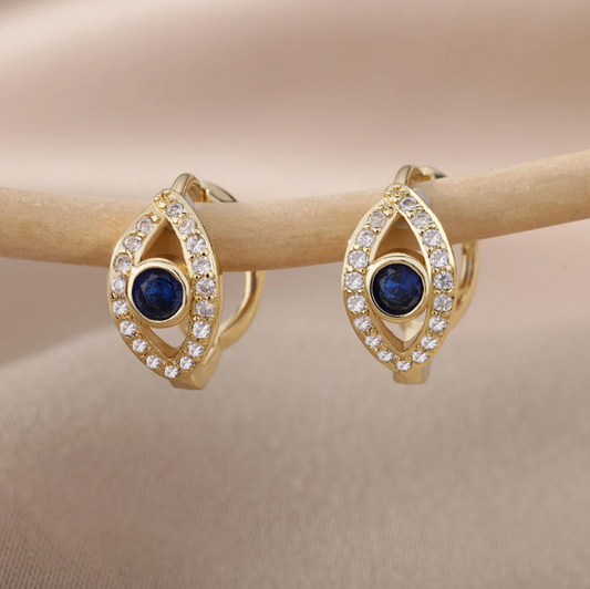 Gold-tone Evil Eye Button Earrings