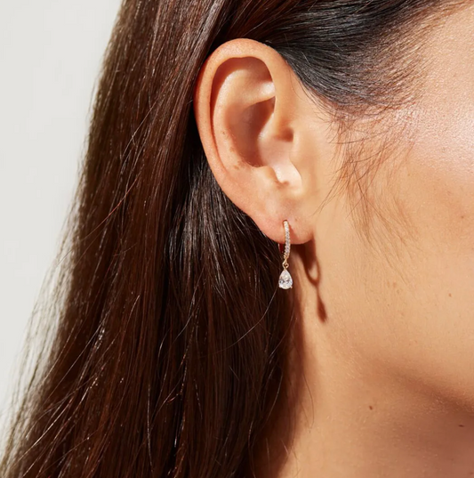 Short  Golden Sparkling Pendant Earrings