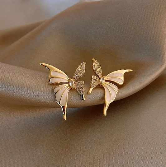 Gold-tone Butterfly Button Earrings