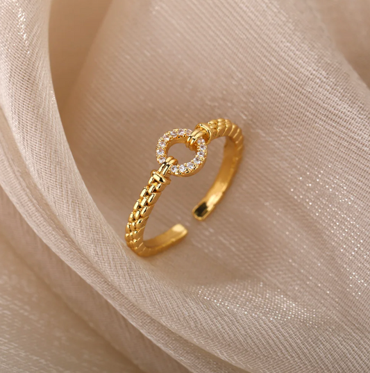 18-karat golden-plated Eternal Circle ring with zirconite