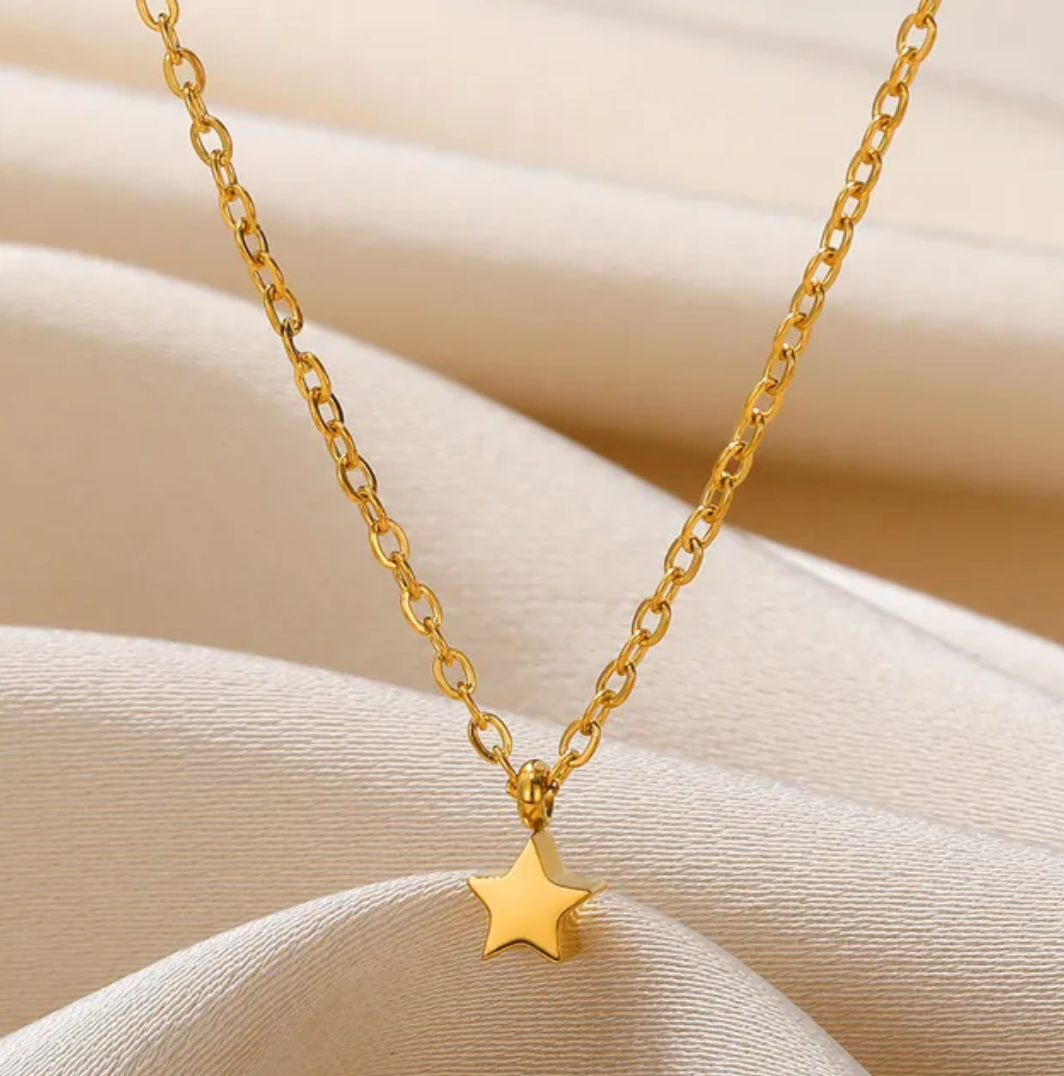 Gold-tone Very Small Solid Star Necklace