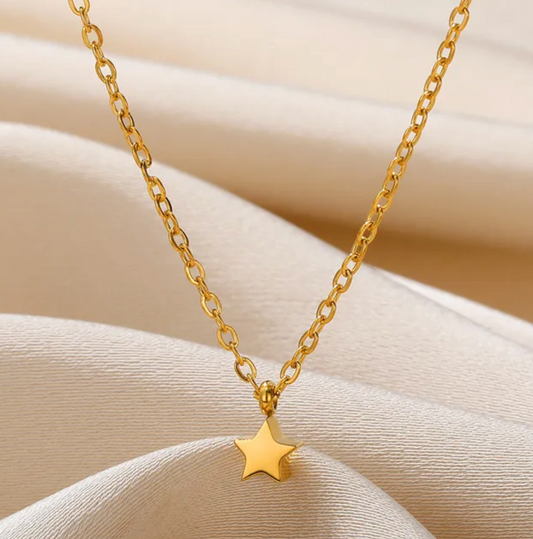 Gold-tone Very Small Solid Star Necklace