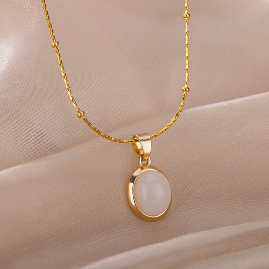 Gold-tone White Quartz Necklace