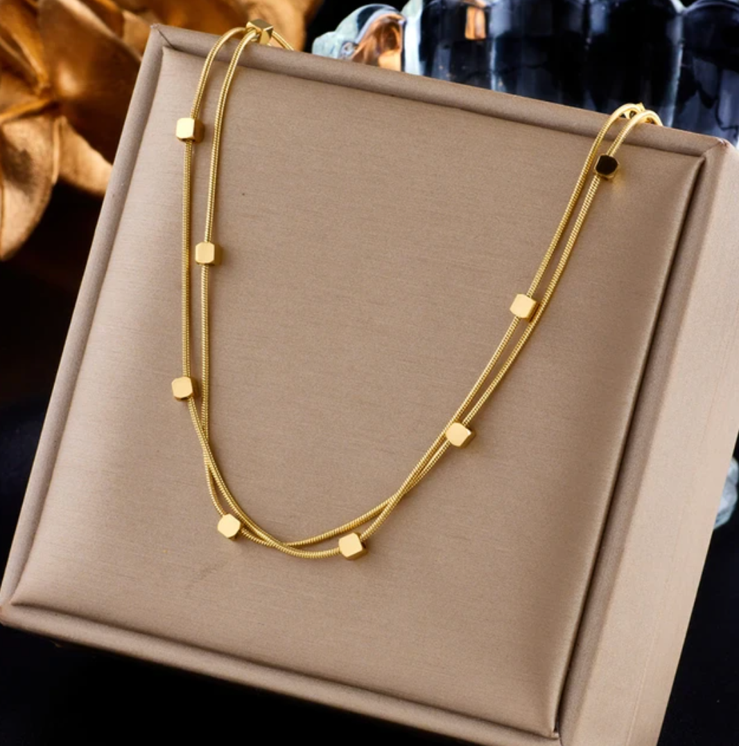 Gold-tone Necklace with Small Squares