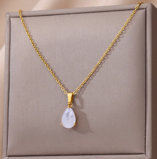 Gold-tone Zodiac Crystal Quartz Stone Necklace