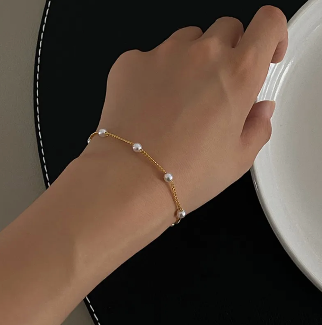 Gold-tone Bracelet with Multiple Beads