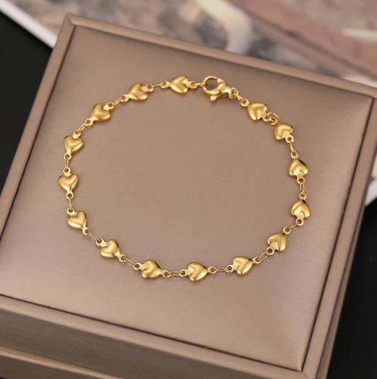 Gold-tone Small Multiple Hearts Bracelet