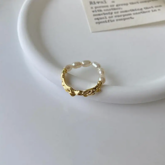 Gold-tone Caspian Sea Bead Ring