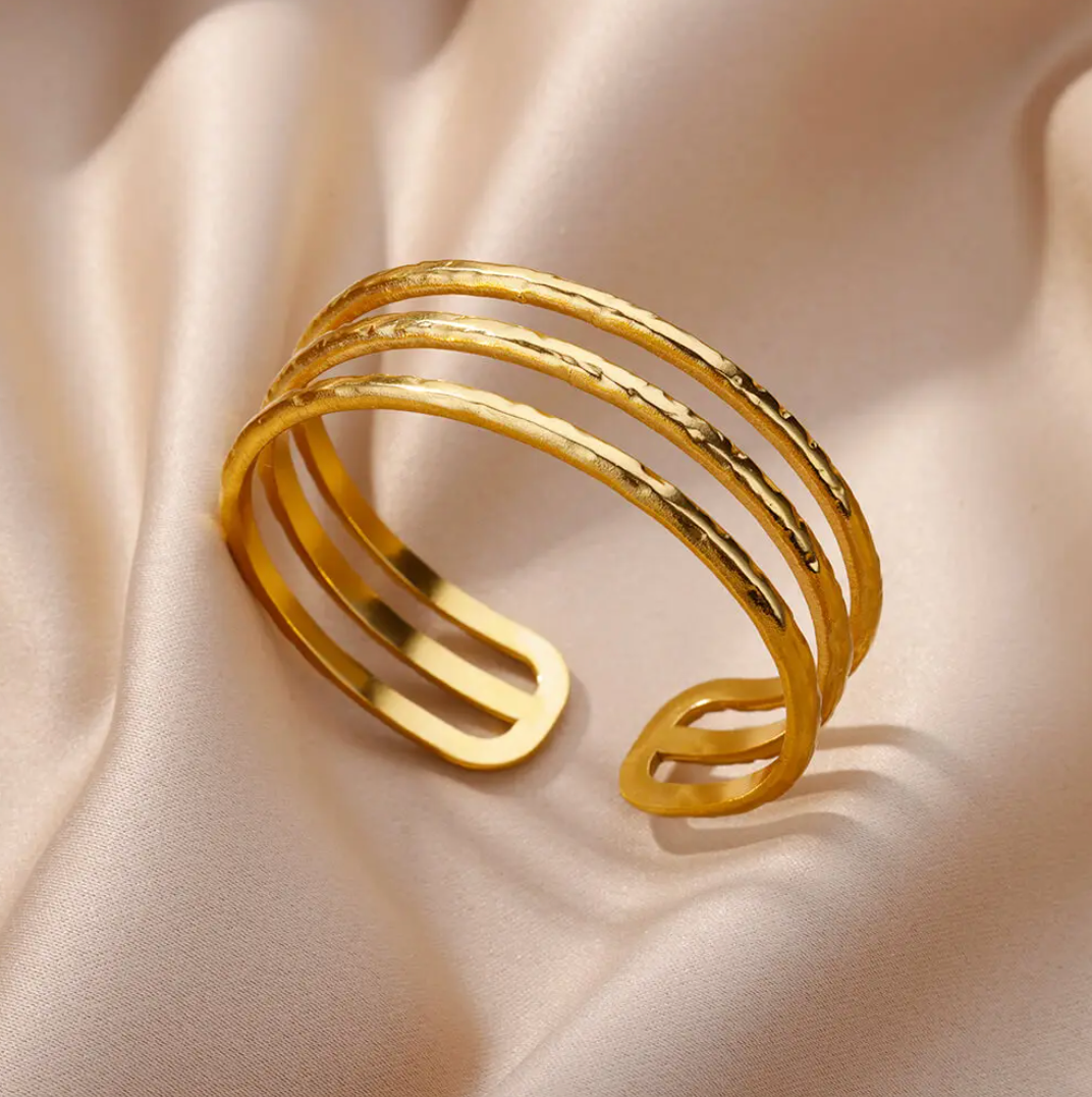 Gold-tone 3-Thread Open Bracelet