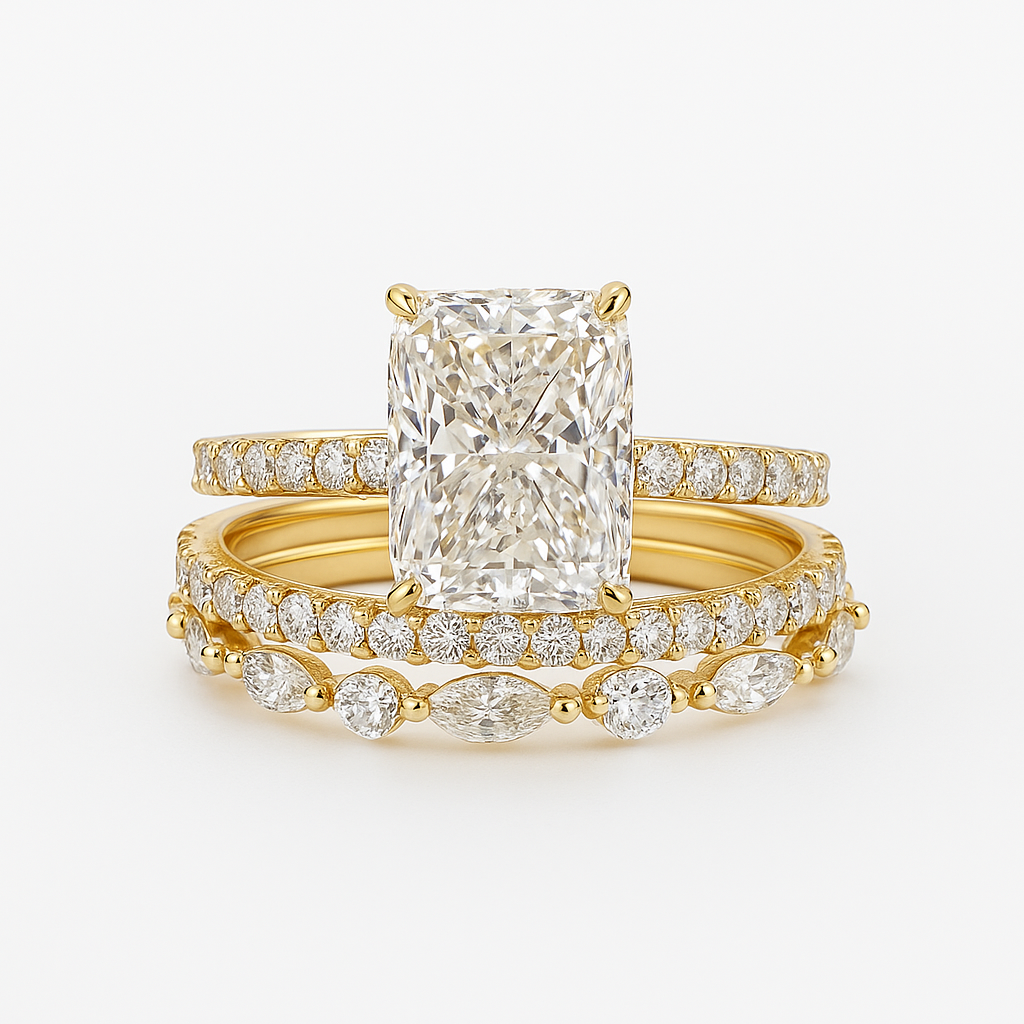 Jaily Wedding Ring Set 3PC | Gold-tone