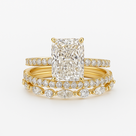 Jaily Wedding Ring Set 3PC | Gold-tone