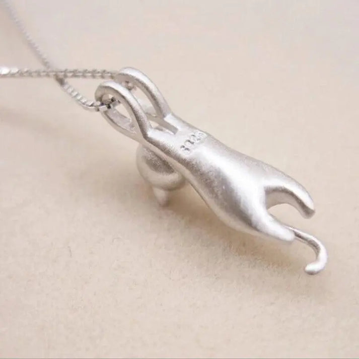 Playful Kitten Silver-tone Necklace