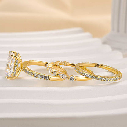 Jaily Wedding Ring Set 3PC | Gold-tone