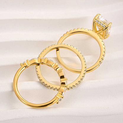 Jaily Wedding Ring Set 3PC | Gold-tone