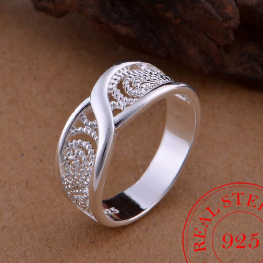 Silver-tone Infinity Engraved Ring