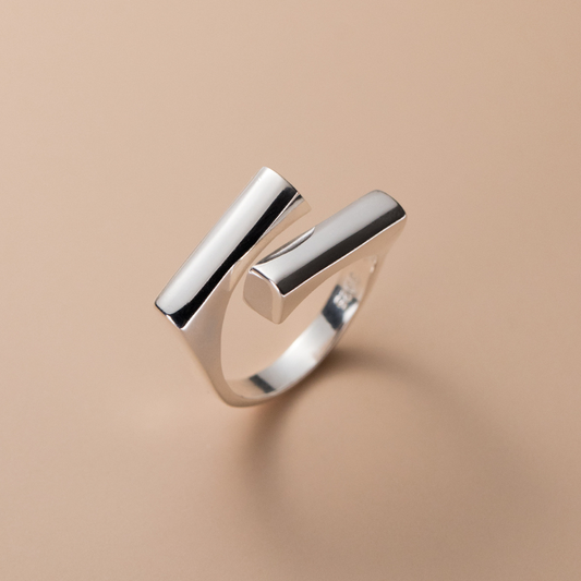 Simple Silver-tone Modernist Ring