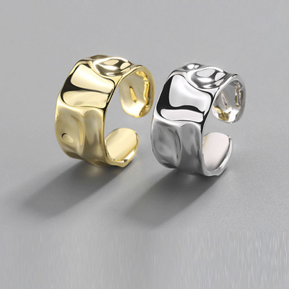 Asymmetric Wide Silver-tone Ring