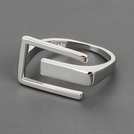 Adjustable Silver-tone Modernist Ring