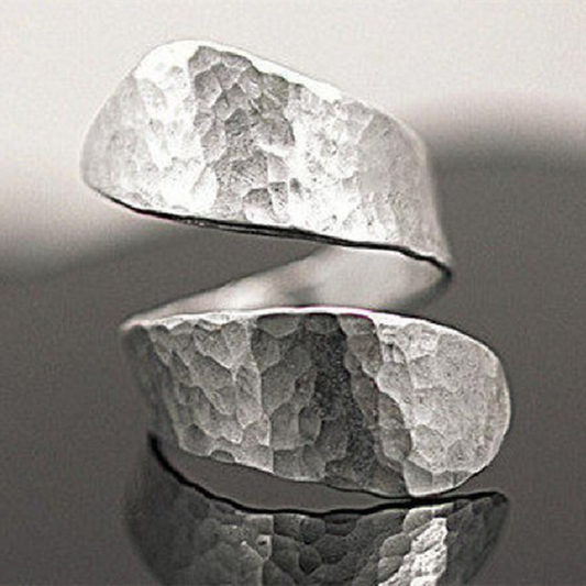 Silver-tone Relief Modernist Spiral Ring